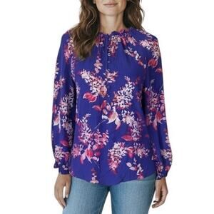 Anthropologie Caballero Vibrant Fields Blouse Elastic Button Loop Top Size XS